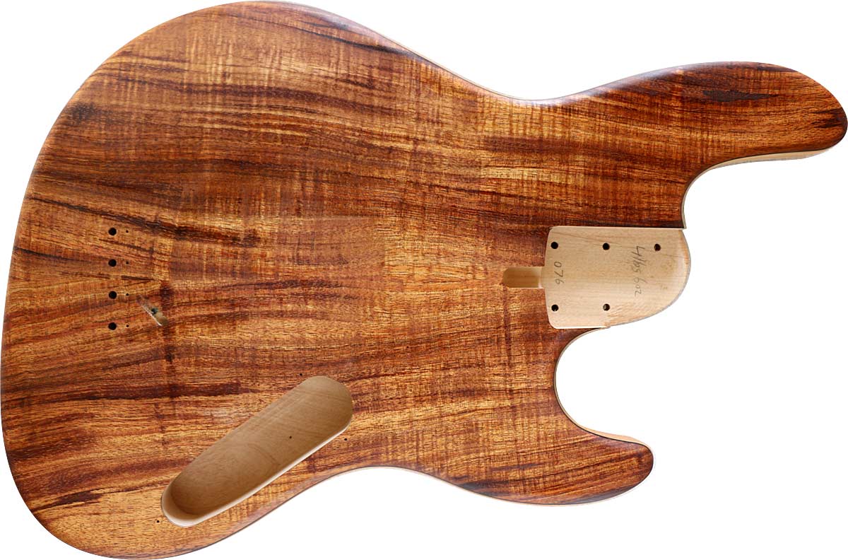 4-string bass body with Figured Koa top, Alder body