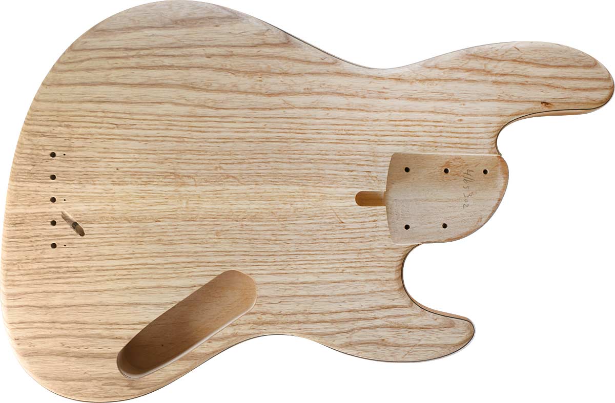 5-string bass body with an ash top and alder body